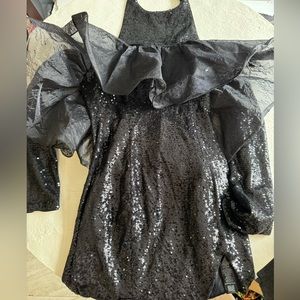 ASOS sequin off shoulder ruffle dress